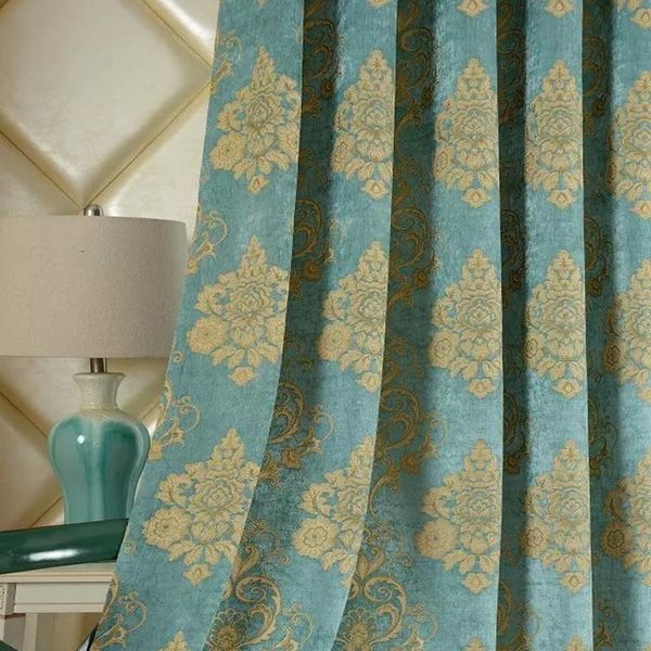 

curtain & drapes luxury chenille european jacquard cloth living room bedroom shade with embroidered yarn.