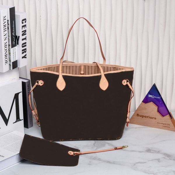 

wholesale classic designer tote bag fashion flower leather handbags women high capacity composite shopping handbag shoulder bags brown walle