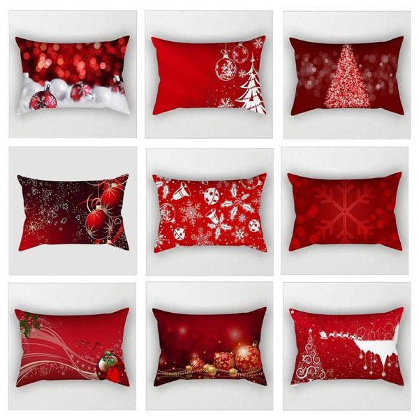 

pillow case red pillowcase christmas cover polyester elk merry printed decorative pillows sofa cushions 30x50cm
