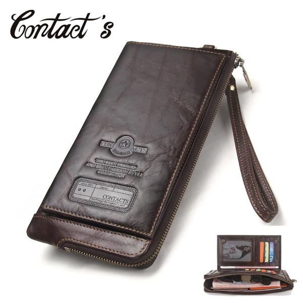 

wallets contacts men wallet clutch genuine leather brand rfid male organizer cell phone bag long coin purse 20pcs/lot, Red;black