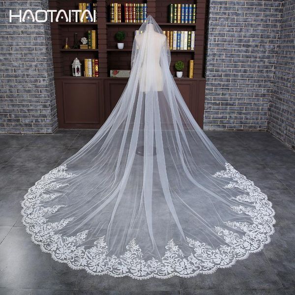 

bridal veils 2021 wedding veil tulle long cathedral with comb lace applique edge accessories sequined, Black