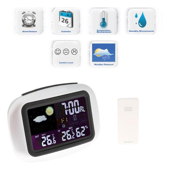 

smart home control lcd backlight weather stationdigital wireless sensor thermometer hygrometer indoor/outdoor clock temperature