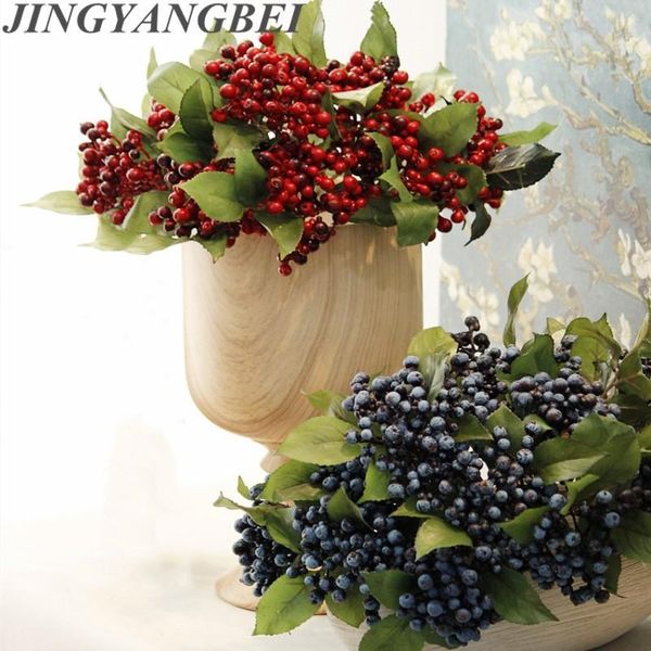 

party decoration 30cm foam artifical 3 fork blueberry fruit pe berry branch desk flowers home fake flower christmas