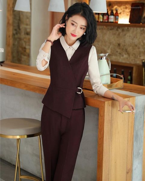 

women's suits & blazers formal 3 piece with and pants blouses ladies office work wear vest coat waistcoat suit, White;black