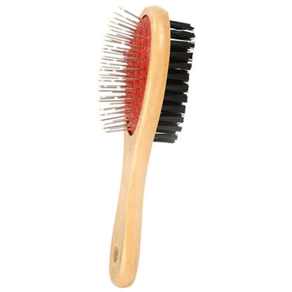 

double sided wooden pet grooming brush groomer cat dog hair fur comb tidy