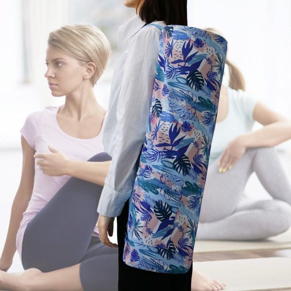 

yoga mat canvas bag full-zip exercise gym carry printed durable waterproof adjustable shoulder strap bags sports equipment mats