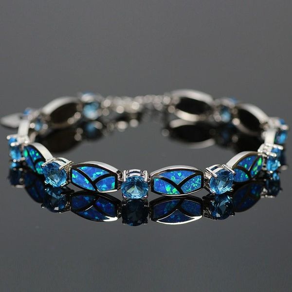 

charm bracelets sz0055 blue opal gem crystal & bangles for women, Golden;silver