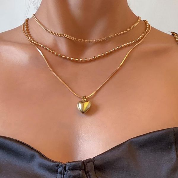 

pendant necklaces ingemark punk simple peach heart necklace fashion dainty beads choker women grunge jewelry neck accessories, Silver