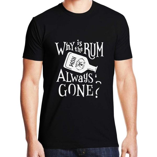

why is the rum always gone mens round neck cotton fashion cool t shirts men's t-shirts, White;black