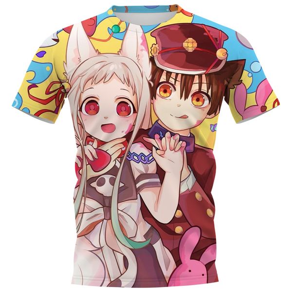 

cloocl cartoons toilet-bound hanako-kun 3d printed t-shirts mens casual clothes slim short sleeve t shirts teens, White;black