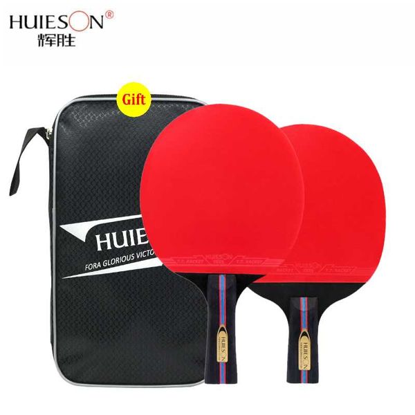 

table tennis raquets huieson 2 pcs/set racket s600 sticky double face pimples professional pong paddle for beginner with case