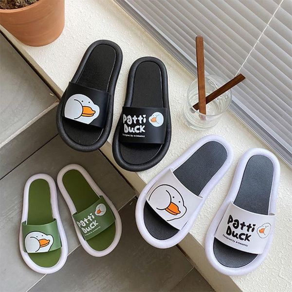 

summer home women slippers cute cartoon non-slip bathroom pvc ladies slides indoor shoes tx258, Black