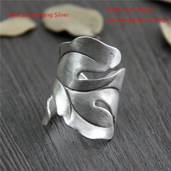 

cluster rings buyee real 925 sterling silver big men vintage lotus leaf simple handmade open ring for women fashion punk jewelry, Golden;silver