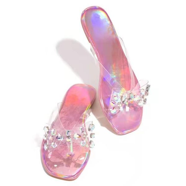 

slippers 2021 summer colorful diamonds bow-tie sandals flats slides beach shoes women flip flops plus size 10.5, Black
