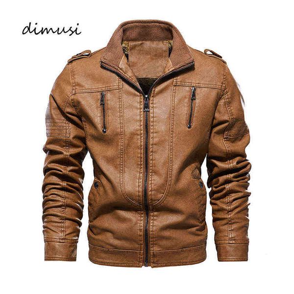 

dimusi winter mens faux leather jackets mens thick fleece warm motorcycle pu jacket fashion retro male windbreaker biker coats y1122, Black;brown