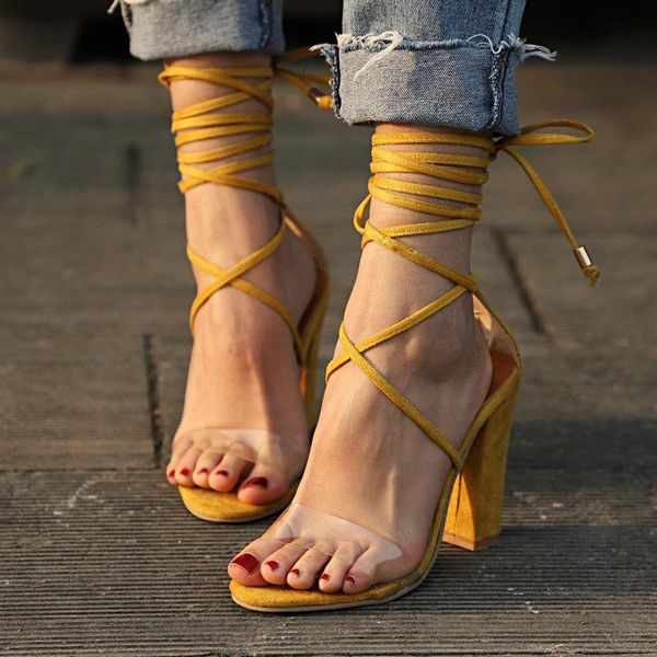 

big size 42.43 women shoes high heels sandals bling womens pumps coarse heel lace up 2021, Black