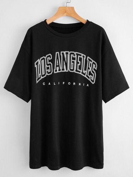

plus letter graphic drop shoulder tee q84h#, Black