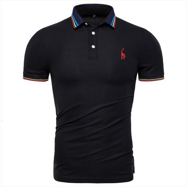 

brand giraffe shirt solid slim men polo fit short sleeve cotton smart casual patchwork mens us size s 2xl, White;black