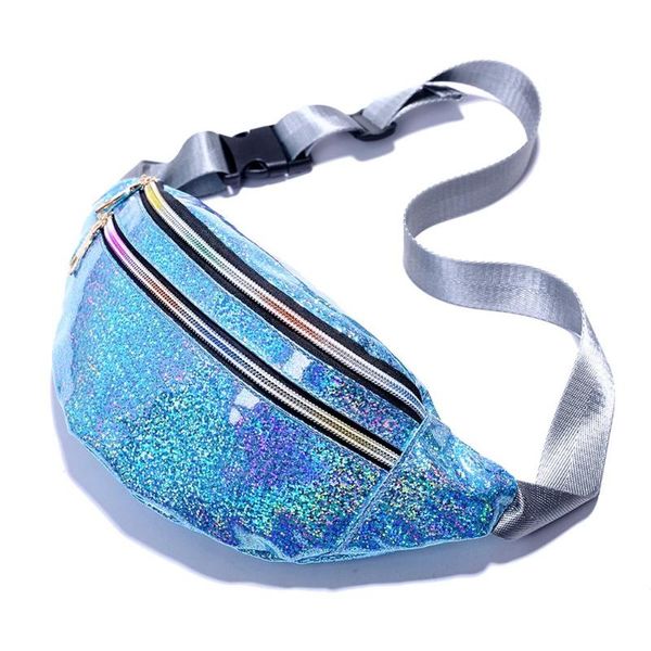 

women's belt bag double zipper bags leather crossbody shoulders sequins waist pack letter purse mobile phone