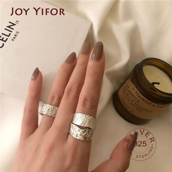 

authentic 925 sterling silver rings matte simple finger for women wedding original jewelry cluster, Golden;silver