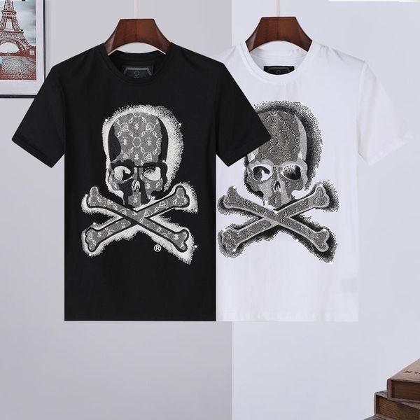 

men's t-shirts original brand men short sleeve 3d printing street hip-hop tshirt black skull sportswear manche courte, White;black