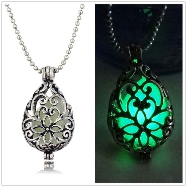 

necklace flat water drop at night with luminous diy trinkets, Silver