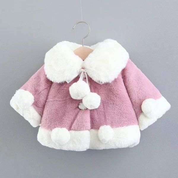 

jackets toddler girl winter clothes 2022 thicken warm turn-down collar faux fur children outwear and coats christmas kids cloak, Blue;gray