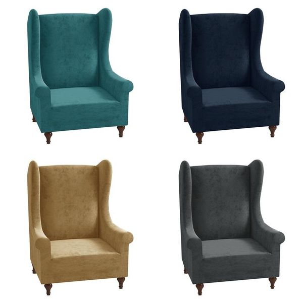 

chair covers velvet plush wing cover stretch single arm sofa slipcovers for living room solid wingback chairs protector