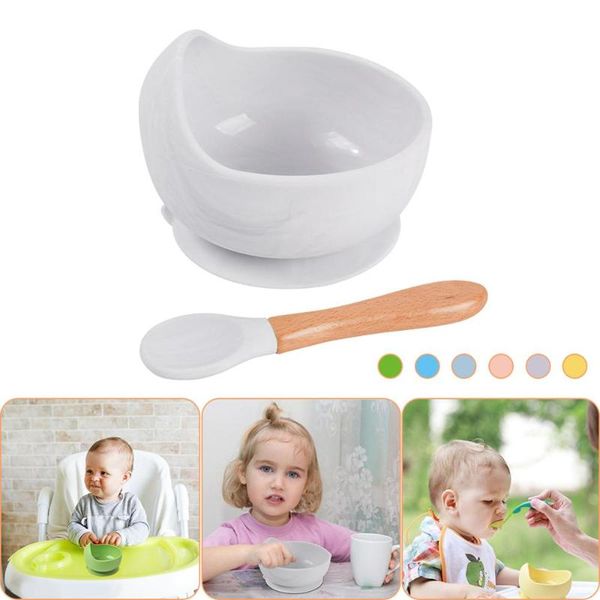 

silicone baby feeding set bowl non-slip bpa dishes tableware waterproof spoon bowls
