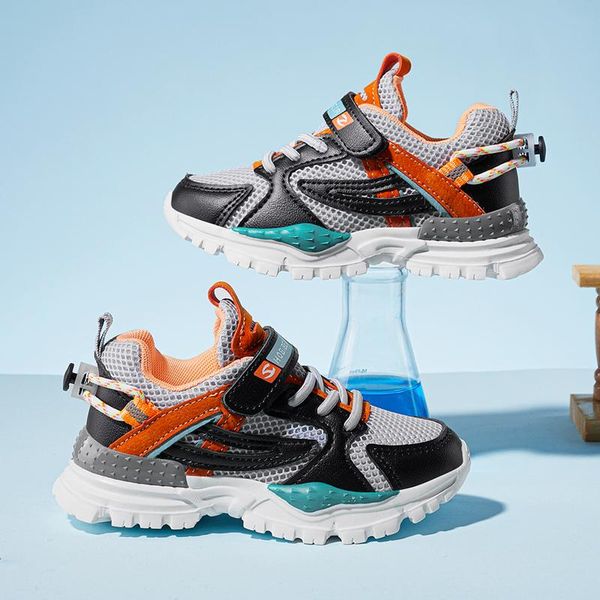 

kids running sneakers breathable lightweight children shoes non-slip walking sport boys girls casual athletic & outdoor, Black