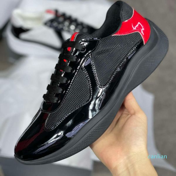 

men america cup designer sneakers patent leather flat trainers black blue mesh lace-up nylon casual shoes runner shoes6435624