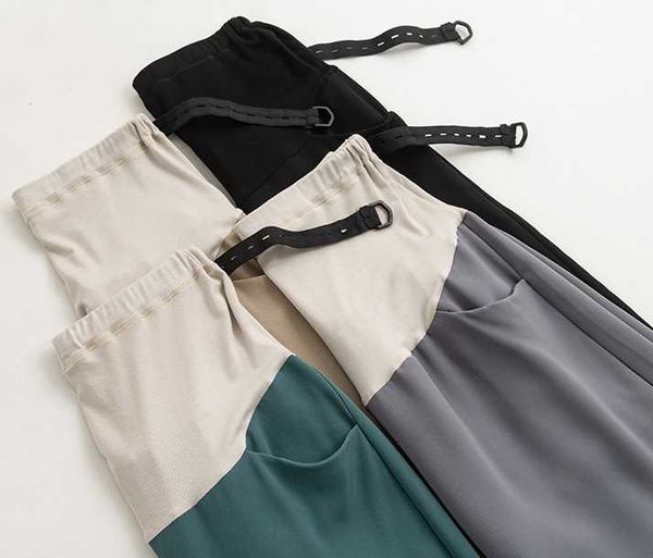 

maternity bottoms chiffon pants pregnant women's solid color casual stretchy comfortable lounge trousers pregnancy clothing, White