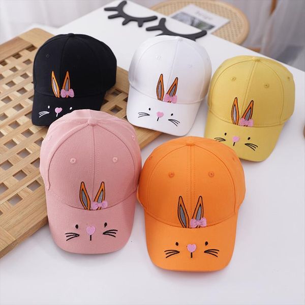 

spring and summer baseball cap children cute cartoon rabbit embroidery caps boys girls sun hats, Blue;gray