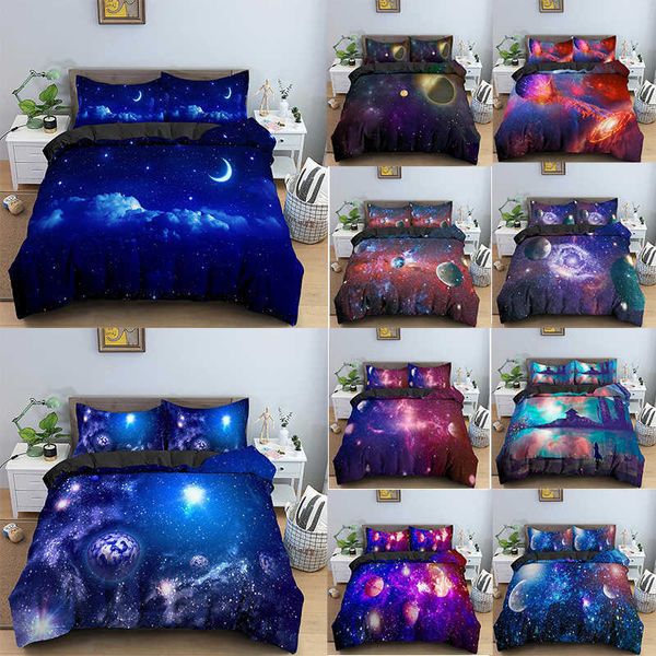 Galaxy Pattern Bedging Set Planet Dovet Cover Bedclothes Twin / King / Queen Size Уютный утешитель для детей Дом