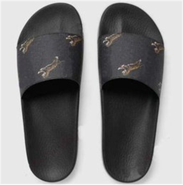 

designer men women sandals with correct flower box dust bag shoes snake print slide summer wide flat slipper luxury gladiator genuine leathe, Black