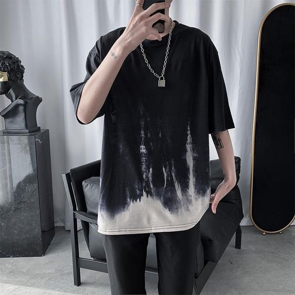 

shirt summer trend loose short sleeved men's all match korean style clothes hip hop streetwear harajuku mens shirts t-shirts, White;black