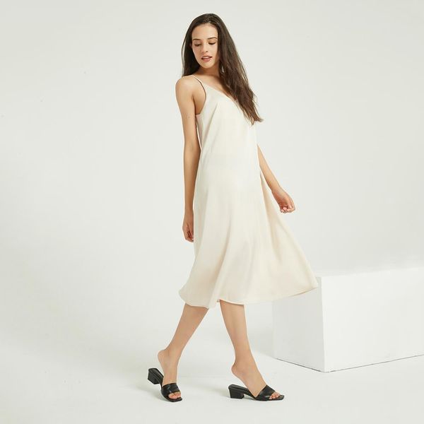 

wixra strap backless satin dress loose dresses spring summer new sleeveless basic solid womens clothing, Black;gray