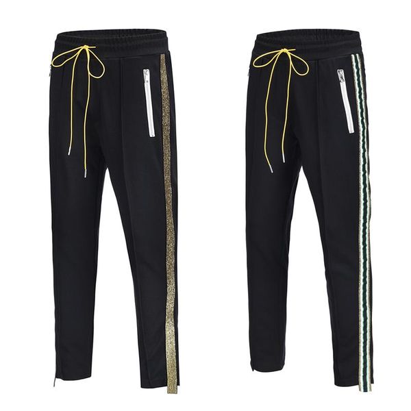 

men's pants zipper drawstring joggers men hip hop design clothes 2021 track trousers street sweatpants, Black