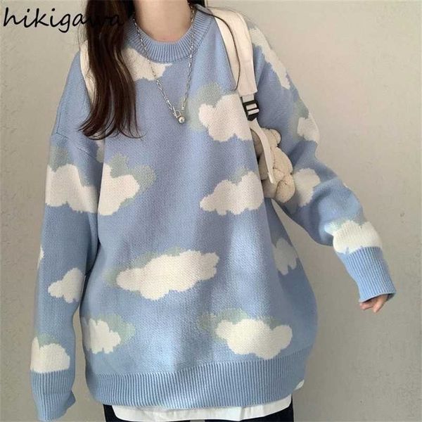 

hikigawa pull femme casual women sweaters pullover student knit harajuku sweater korean fashion loose oversized female vest 211011, White;black