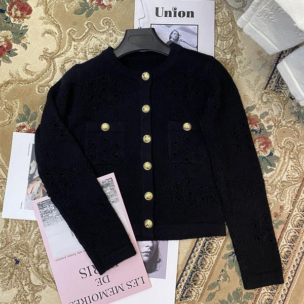 

women's knits & tees 2021 early spring knitted small cardigan female elegant famous white hollow outer sweater jacket