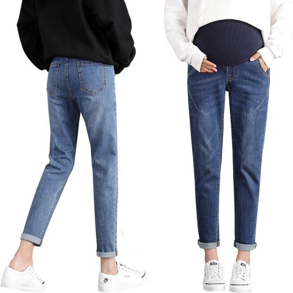 

maternity bottoms women's jeans pregnancy indigo blue super stretch secret fit belly skinny denim jean plus size -6xl, White