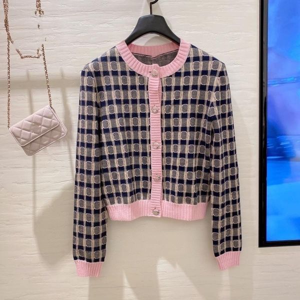 

women's knits & tees korean style pink cashmere circle plaid, White