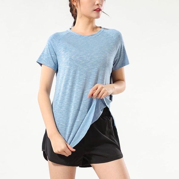 

yoga outfit t-shirt ladies 2021 summer sportswear short-sleeved round neck running fitness wear quick-drying loose large size top