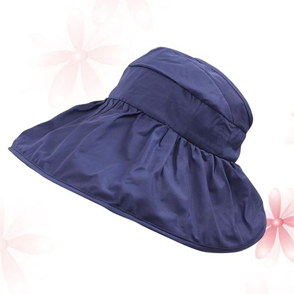 

outdoor hats 1pc empty foldable sunhat activities creative uv protection hat for beach ladies (dark blue), Black;white