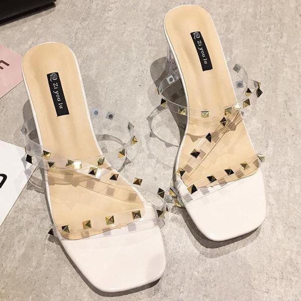 

summer square head transparent crystal with fashion cross female sandals beach slippers zapatillas mujer casa, Black