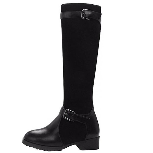 

boots 2021 winter over the knee women stretch fabrics high heel slip on shoes round toe woman long size 34-43 10, Black