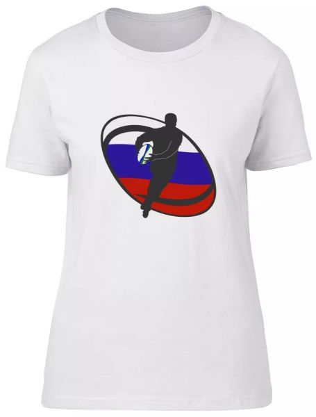 

russia rugby ladies womens fitted t-shirt, White;black