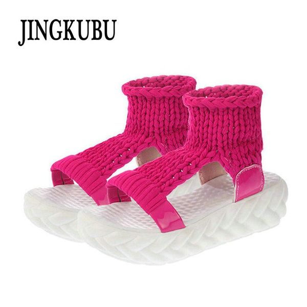 

woolen comfortable sapato feminino women heels platform footwear sandalias mujer femme wild shoes woman sandals, Black