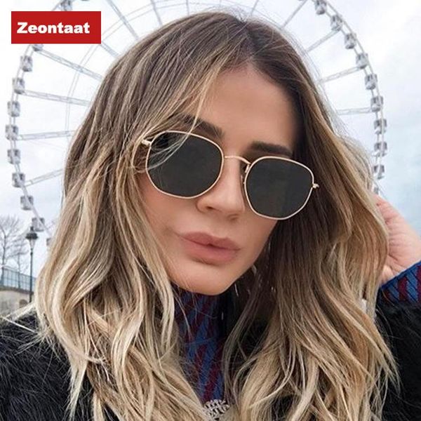 

sunglasses 2021 hexagon women brand designer small square sunglases men metal frame driving fishing glasses zonnebril mannen, White;black