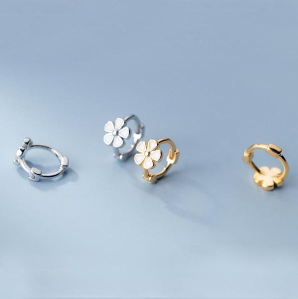 

hoop & huggie 925 sterling silver flower earrings a1181, Golden;silver
